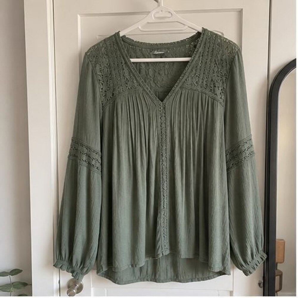 Sage Pleated Blouse